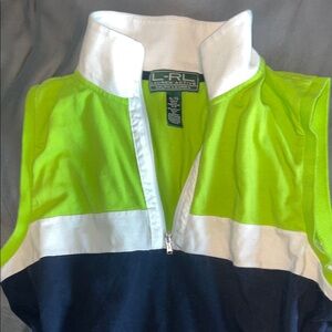 Lauren Active Ralph Lauren Colorblock Zip-Up Sleeveless Polo Top – XL/TG